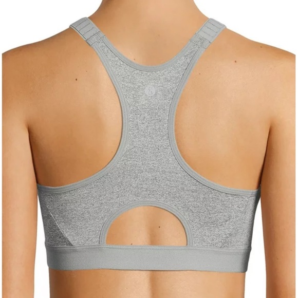 LAYER 8 QUICK DRY SPORTS BRA ZIPPER FRONT ADJUSTABLE STRAP SIZE S HEATHER GREY. - Picture 6 of 17